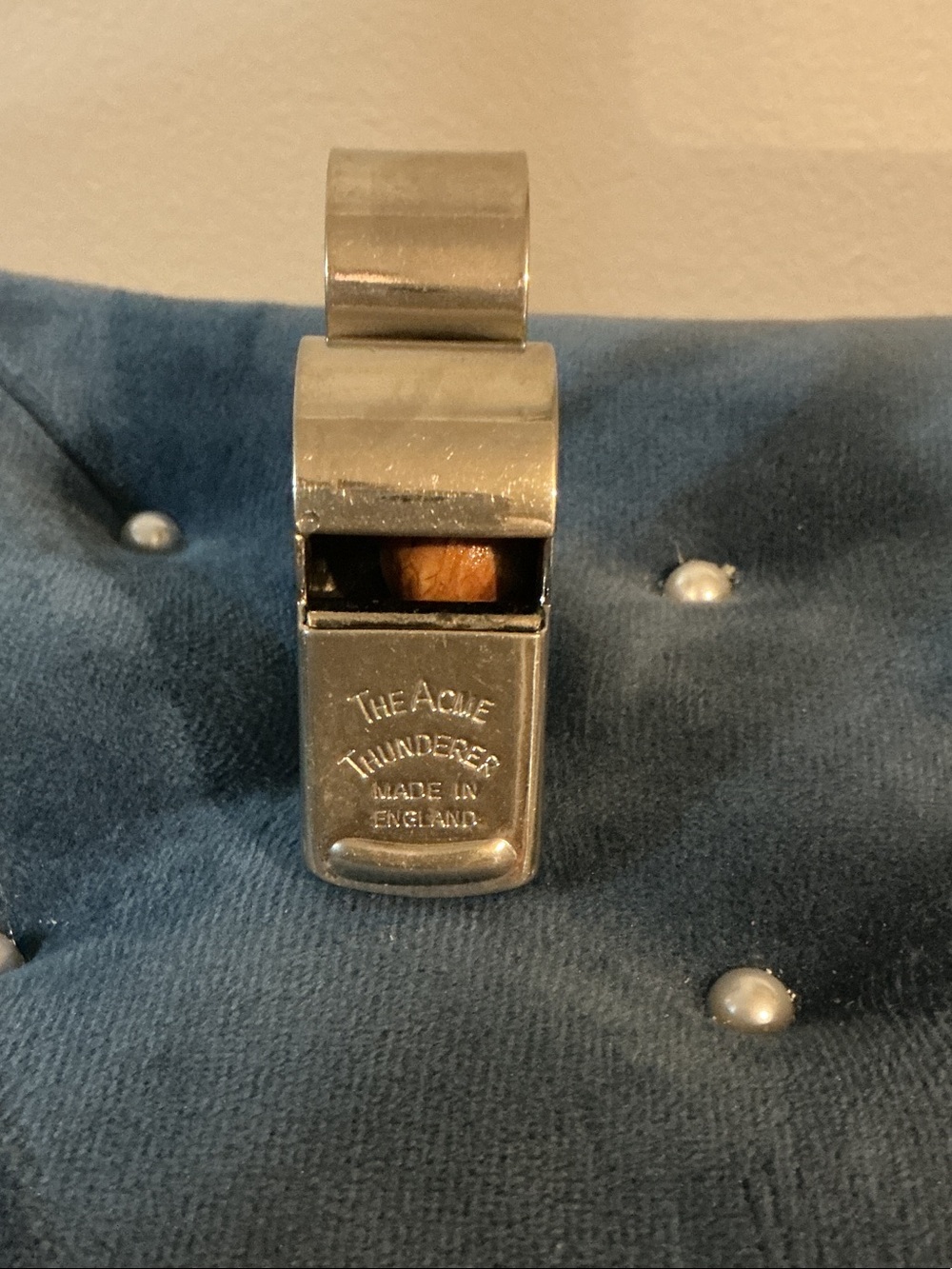 The ACME Thunderer Made in England Silver Metal Whistle Collectible 2” x 2.5”